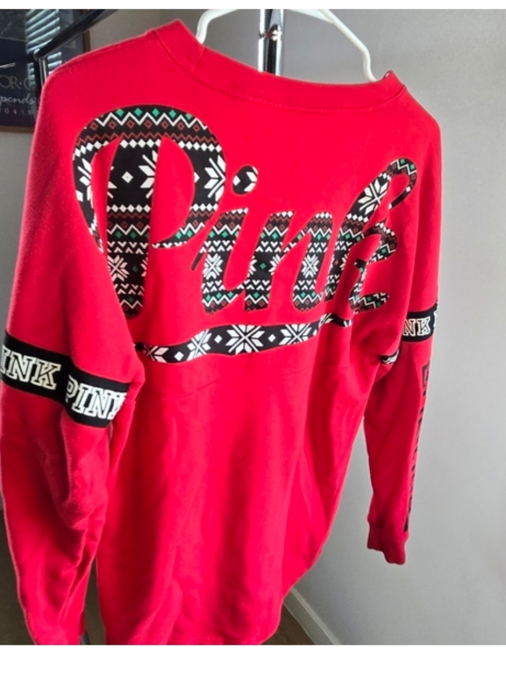 PINK Victoria's Secret Red Crewneck with Branded Neck Trim